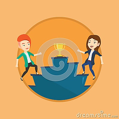 Businesswomen competing for the business award. Vector Illustration