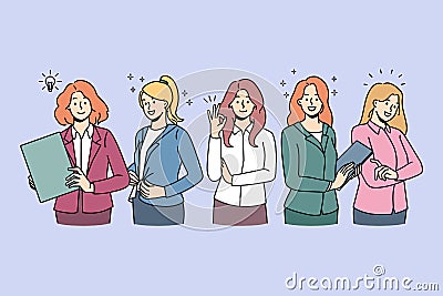 Businesswomen in formalwear show confidence and success Vector Illustration