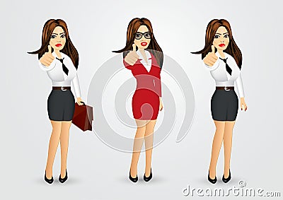 Businesswomen giving thumbs up Vector Illustration