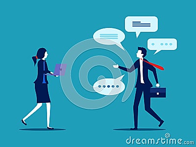 Businesswomen listen to information from other people. Summarize and record the minutes of the meeting Vector Illustration