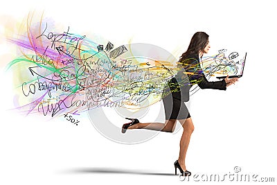 Businesswomen run Stock Photo