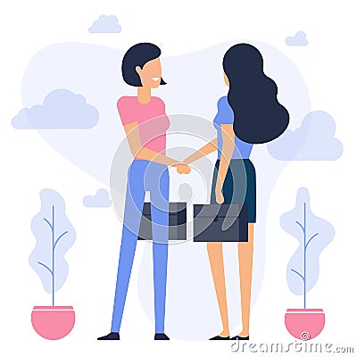 Businesswomen shaking hands Vector Illustration