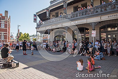 Busker Performing in Fremantle Editorial Stock Photo