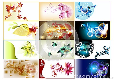 Bussines cards set in floral style Stock Photo