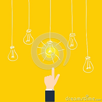 Bussines concept of find idea. Businessman Touching Idea Concept Vector Illustration