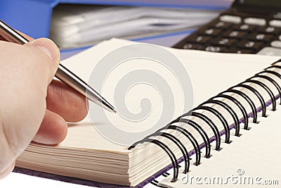 Bussines concept. Notebook and pen Stock Photo