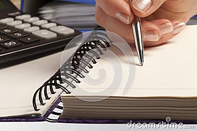 Bussines concept. Notebook and pen Stock Photo