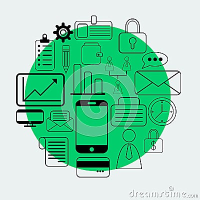 Bussines illustration on green background Vector Illustration