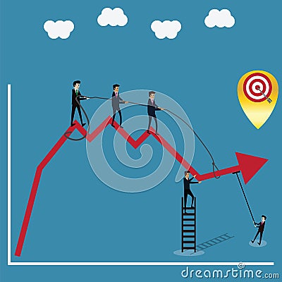 Bussiness teamwork try to construction the growth up arrow Vector Illustration