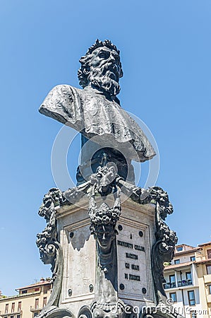 Bust of Benvenuto Cellini in Florence, Italy Stock Photo