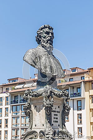 Bust of Benvenuto Cellini in Florence, Italy Stock Photo