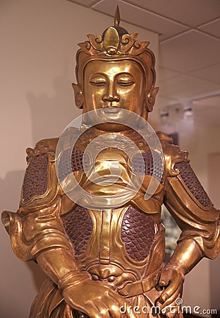 Chinese Warrior Monk in a Museum Editorial Stock Photo