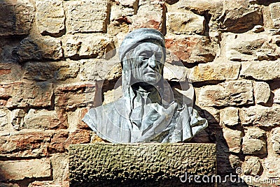 Bust of Dante in an alley in Florence - Tuscany - Italy Stock Photo