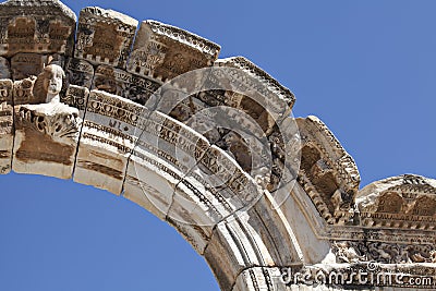Bust of Hadrian's Arch, Ephesus Stock Photo