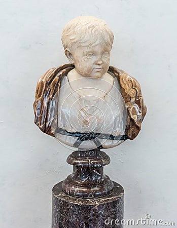 Bust with the head of Nero as a child, Roman Art Editorial Stock Photo