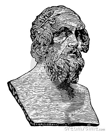 Bust of Homer, vintage illustration Vector Illustration