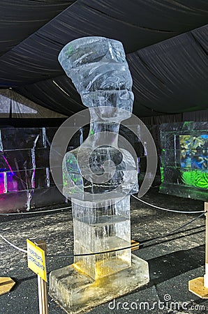 Bust of Queen Nefertiti in the exhibition of ice sculptures. Editorial Stock Photo