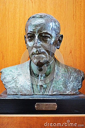 Bust sculpture of American President Woodrow Wilson Editorial Stock Photo