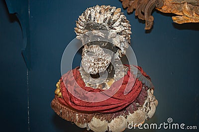 Bust, Sculpture of a Man with a Beard made with Sea Shells Editorial Stock Photo