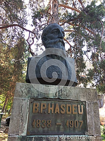 Statue of Bogdan Petriceicu Hasdeu Editorial Stock Photo