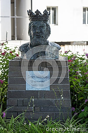 bust of the statue in honor of D.Manuel the fortunate 1469-1521 Stock Photo