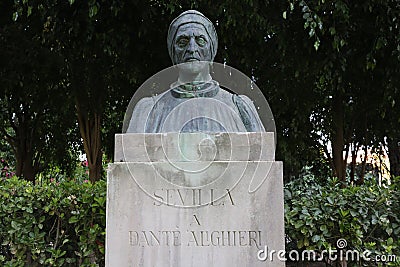 Bust the writer Dante Alighieri Editorial Stock Photo