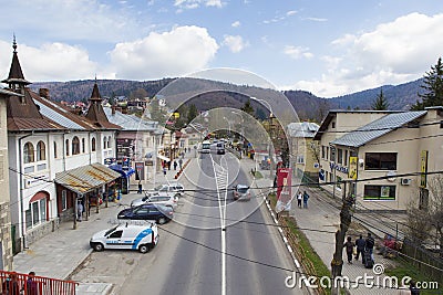Main street from Busteni city Editorial Stock Photo