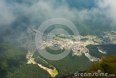 Busteni view from Caraiman mountain Stock Photo