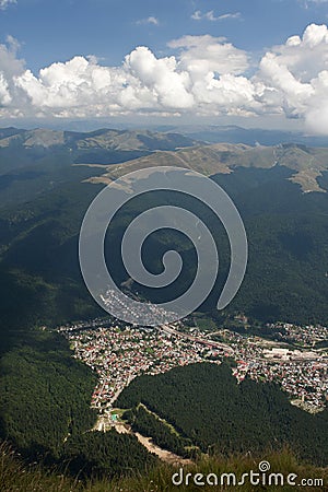 Busteni view from Caraiman mountain Stock Photo