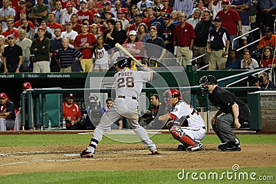 Buster Posey at bat on the road against the Washington Nationals Editorial Stock Photo