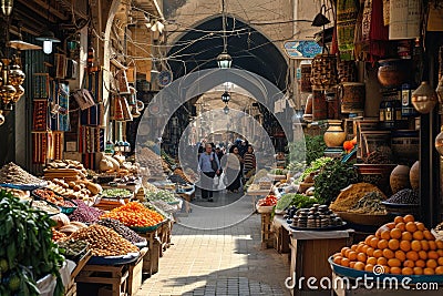 Vibrant Marketplace of the Orient Stock Photo