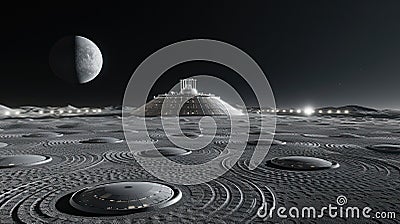 Lunar Metropolis: Urban Life in Zero Gravity Stock Photo