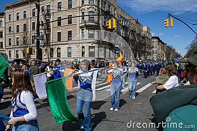 Bustling street parade with a big crowd gathered in New York, United States Editorial Stock Photo