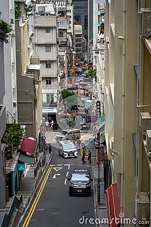 Bustling street roads and high-rise buildings in Hong Kong Editorial Stock Photo