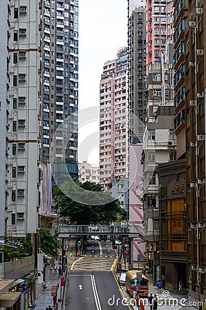 Bustling street roads and high-rise buildings in Hong Kong Editorial Stock Photo