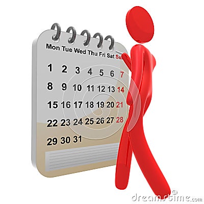 Busy 3d pictogram icon with schedule calendar Cartoon Illustration