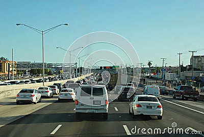 Busy american freeway on a sunny afternoon Stock Photo