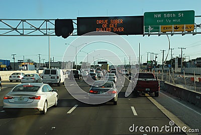 Busy american freeway on a sunny afternoon Stock Photo