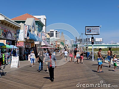 Busy Atlantic City Boardwalk With Crowds of People Editorial Stock Photo