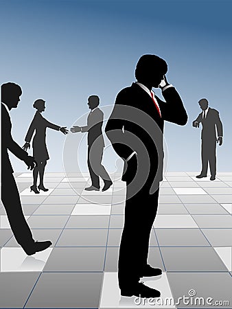 Busy Business People Network & Connect on Grid Vector Illustration