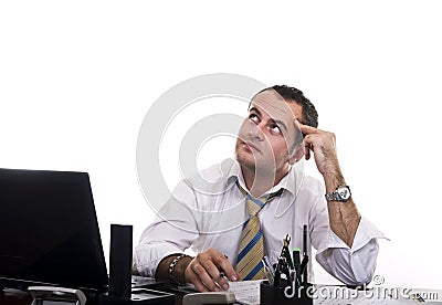 Busy businessman thinking Stock Photo