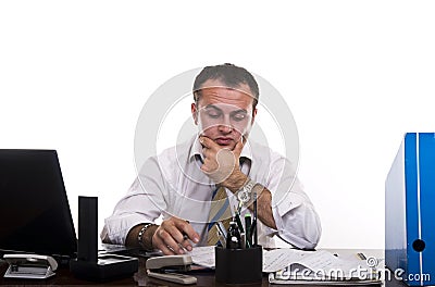 Busy businessman thinking Stock Photo