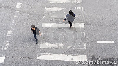 Busy city blur people move to pedestrian crosswalk on busine Editorial Stock Photo