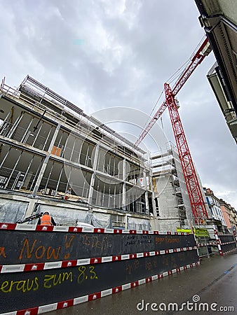 Busy construction site in the city Editorial Stock Photo