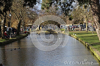 Busy Day in Bourton-On-The-Water Editorial Stock Photo