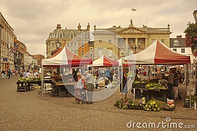 A busy day at Newark-on-Trent market. Editorial Stock Photo