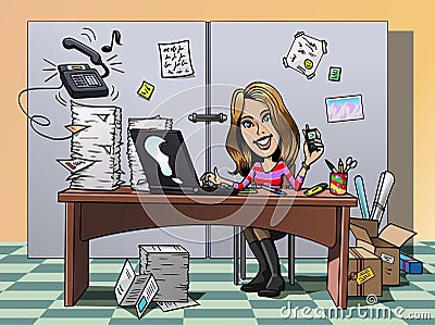 Busy employee Vector Illustration