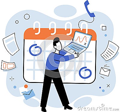 Busy employee. The workaholic employee is always focused on completing tasks Vector Illustration