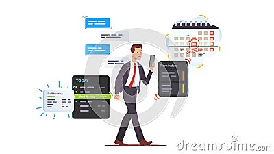 Busy executive manager multitasking Vector Illustration