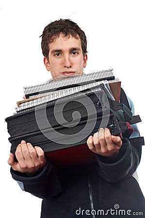 Busy handsome teenager Stock Photo